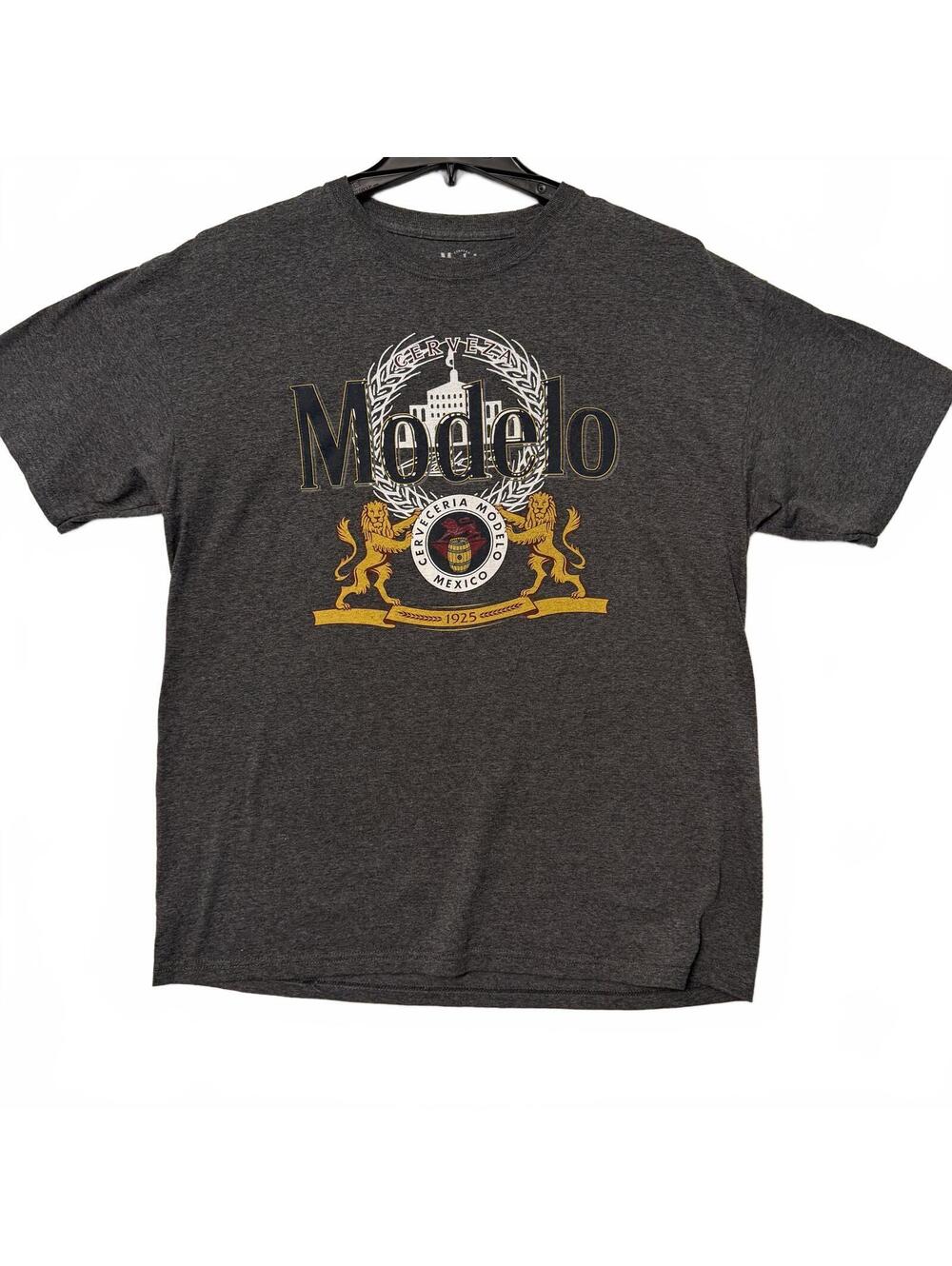 Cerveza Modelo T-Shirt Size L 42/44 Gray Mexico Beer T Shirt Short Sleeve